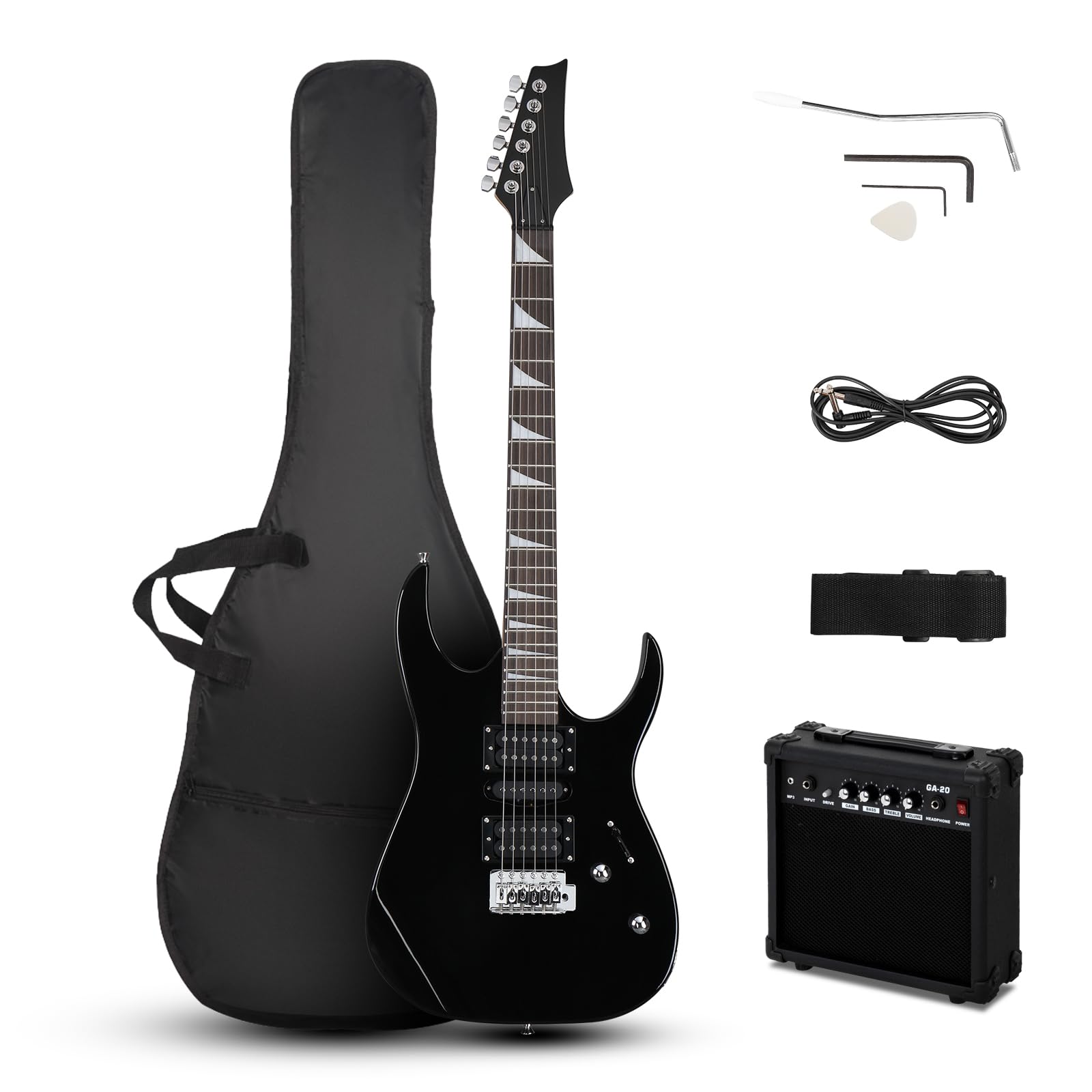Ktaxon 39'' Electric Guitar With 20Watt Amp, Full Size 170 Model Starter Guitar Kit For Beginners & Professional W/Bag, Shoulder